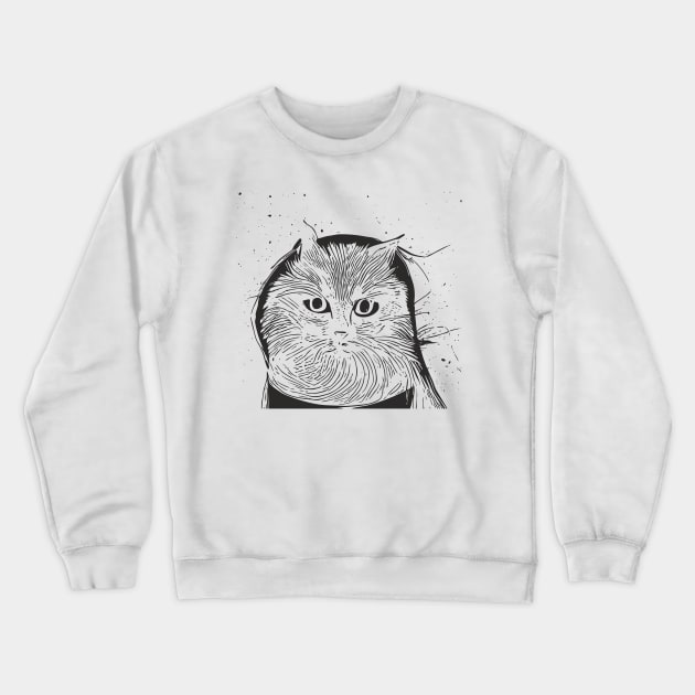 Cosmic Cat black print Crewneck Sweatshirt by aceofspace